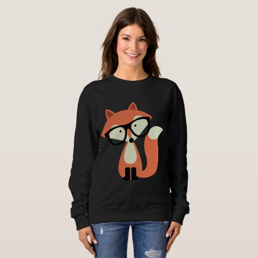Sweatshirt Cute Hipster Red Fox (Devant entier)