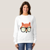 Sweatshirt Cute Hipster Red Fox (Devant entier)