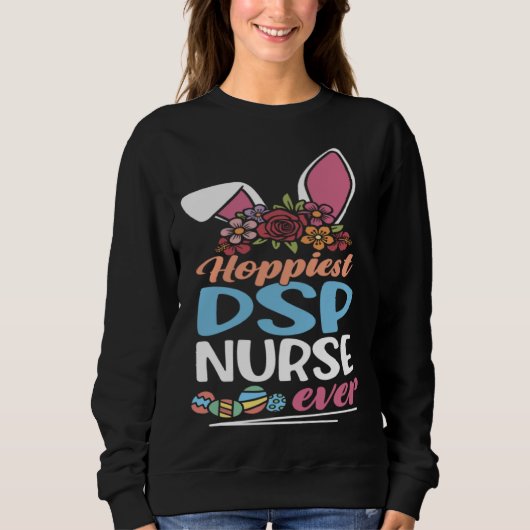 Sweatshirt Cute Hoppiest DSP Nurse Ever Bunny Ear Red Plaid E (Devant)