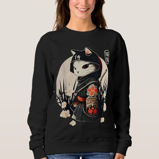 Sweatshirt Cute Japanese-style Ninja Cat (Devant)