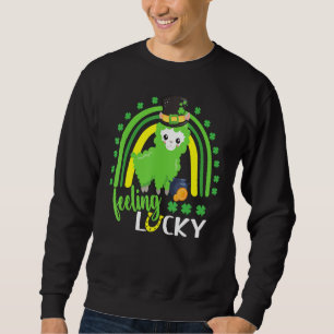 Sweatshirt Cute Jour de la Saint Patrick Rainbow Llama Feint 