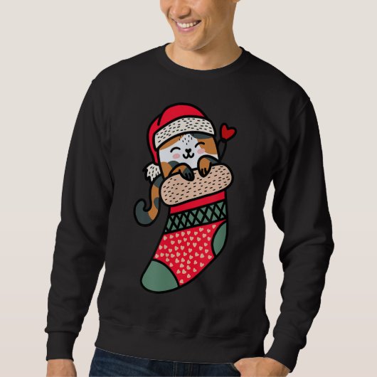 Sweatshirt Cute Kawaii Calico Chat Dans Le Choc De Noël (Devant)