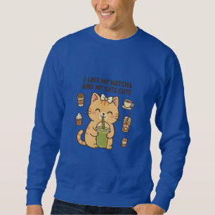 Sweatshirt Cute Kawaii Chat avec Thé vert Matcha