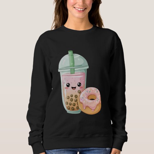 Sweatshirt Cute Kawaii Donut and Drink Pastel Milkshake Lover (Devant)