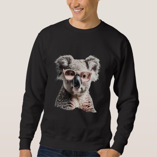 Sweatshirt Cute koala with pink sunglasses Australia happines (Devant)