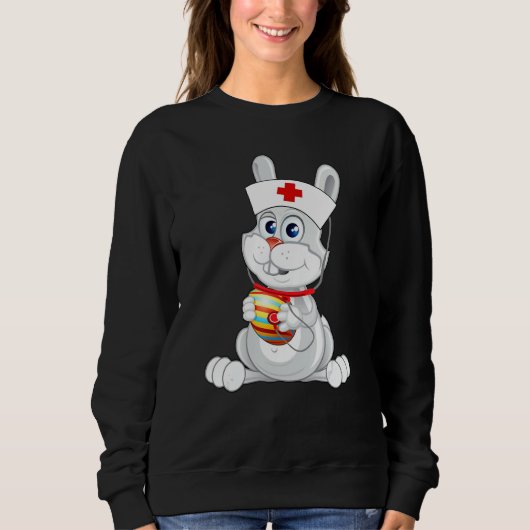 Sweatshirt Cute Lapin Grotte Infirmière Avec Stethoscope (Devant)