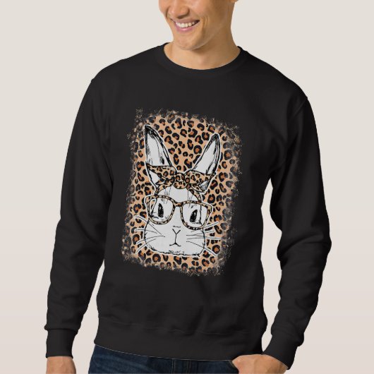 Sweatshirt Cute Lapin Lapin Face Léopard Lunettes Headband Ea (Devant)