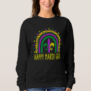 Sweatshirt Cute Leopard Arc-en-ciel Heureuse Mardi Gras Femme