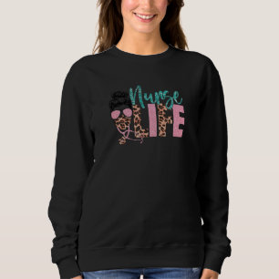 Sweatshirt Cute Leopard Nurse Vie Pour Les Femmes Et Messy Bu
