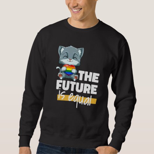 Sweatshirt Cute LGBTQ Cat Heart Cat LGBTQ Heart (Devant)