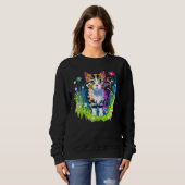 Sweatshirt Cute Little Cat Animal and Flowers (Devant entier)
