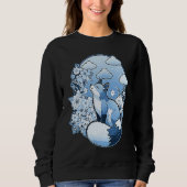 Sweatshirt Cute little fox flowers clouds spring retro (Devant)