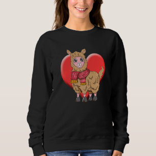 Sweatshirt Cute Llama Alpaca Coeur Femmes Animal Herd Laine