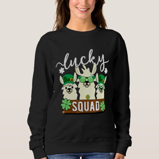 Sweatshirt Cute Llama Lucky Squad Alpaca équipage St patrick (Devant)