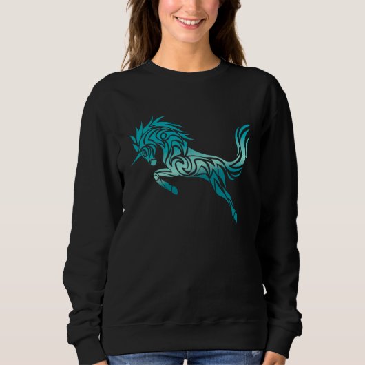 Sweatshirt Cute Magical Unicorn Tribal Hawaiian Tattoo (Devant)