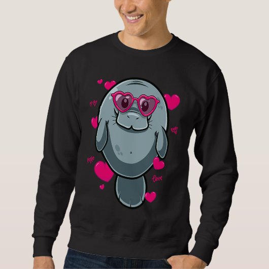 Sweatshirt Cute Manatee  For Girls Heart Glasses Manatee Vale (Devant)