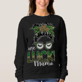 Sweatshirt Cute Messy Bun Leopard Plaid St Patrick's Day One  (Devant)