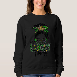 Sweatshirt Cute Messy Bun Leopard Plaid St Patrick's Day One