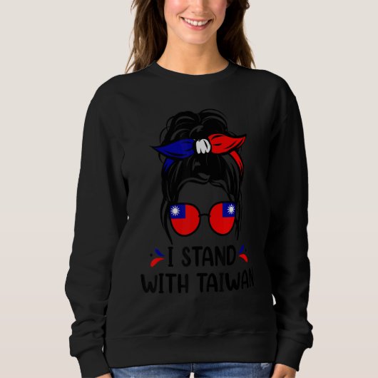 Sweatshirt Cute Messy Bun Taiwan Girl Taiwanese Flag Mother's (Devant)