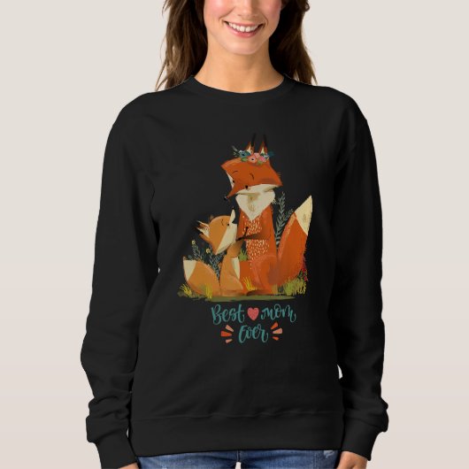Sweatshirt Cute mom fox with her kid, Happy Mother's Day (Devant)
