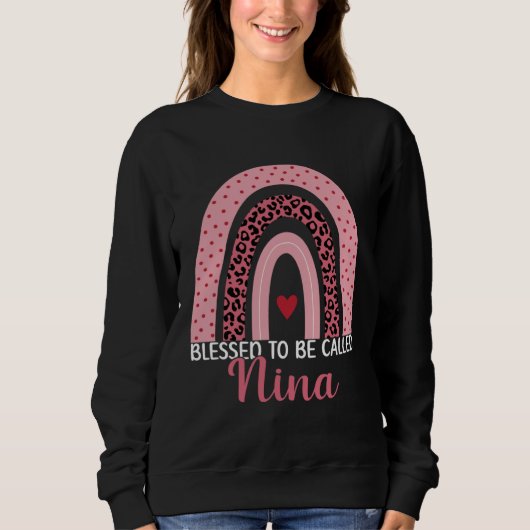 Sweatshirt Cute Mom Grandma Blessed To Be Called Nina Leopard (Devant)