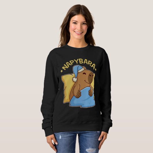 Sweatshirt Cute Napping Capybara Pyjama Nappybara (Devant entier)