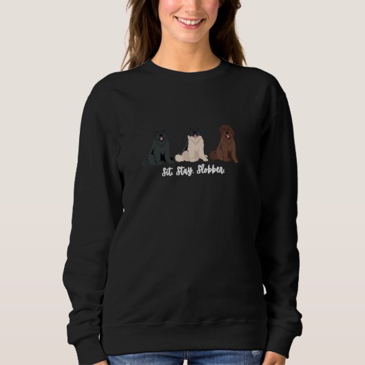 Sweatshirt Cute Newfoundland Dogs Sit Stay Slobber (Devant)