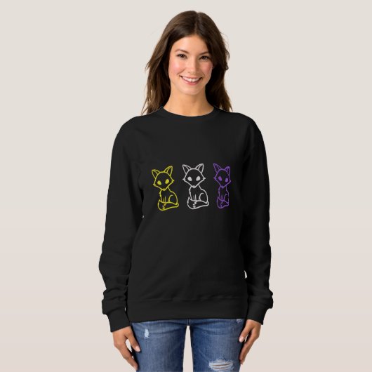 Sweatshirt Cute Nonbinary Pride Foxes  Proud LGBTQ Pansexual  (Devant entier)