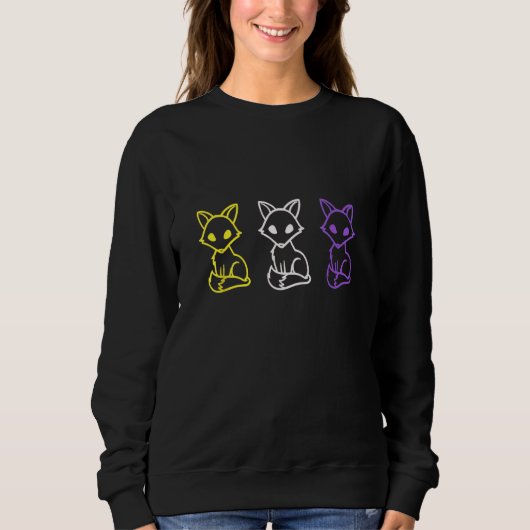 Sweatshirt Cute Nonbinary Pride Foxes  Proud LGBTQ Pansexual  (Devant)