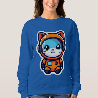 Sweatshirt Cute Orange Astronaut Cat Kawaii Space Kitty