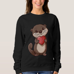 Sweatshirt Cute Otter Holt Coeur Adorable Amour