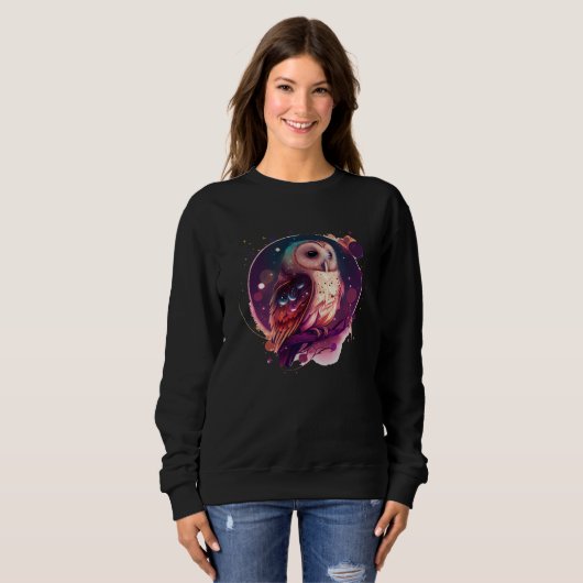 Sweatshirt Cute Owl Celestial Elements Illustration (Devant entier)