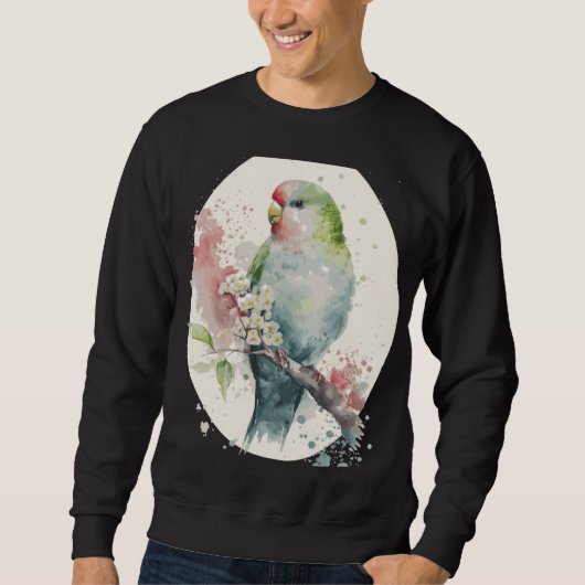 Sweatshirt Cute Parakeet Japanese Cherry Blossom Budgie Sakur (Devant)
