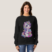 Sweatshirt Cute Pastel Unicorn Drinking Boba Art Kawaii Pony (Devant entier)