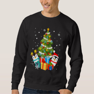 Sweatshirt Cute Penguins Santa Hat Reindeer Horloge Noël Tr
