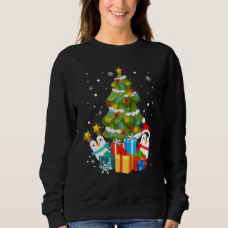 Sweatshirt Cute Penguins Santa Hat Reindeer Horloge Noël Tr