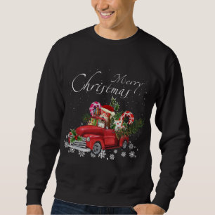 Sweatshirt Cute Père Noël Fox Terrier équitation Camion Rouge