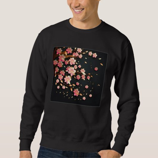 Sweatshirt Cute Pink Cherry Blossom Illustration Flowers Mini (Devant)