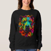 Sweatshirt Cute Pitbull Dog Flowers (Devant)