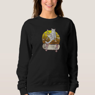 Sweatshirt Cute Pizza Propriétaire De Chat Skateboarder Skate