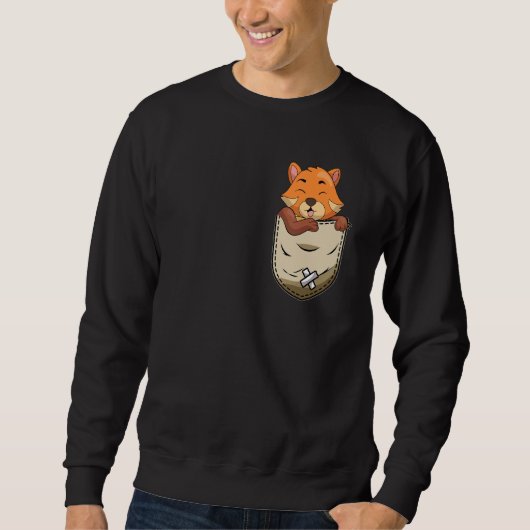 Sweatshirt Cute Pocket Faune Chine Forêt animal Rouge Pan (Devant)