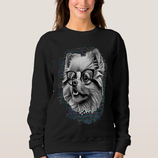 Sweatshirt Cute Pomeranian Dog Wearing Nerd Glasses Funny Gra (Devant)