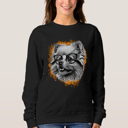 Sweatshirt Cute Pomeranian Dog Wearing Nerd Glasses Funny Gra (Devant)