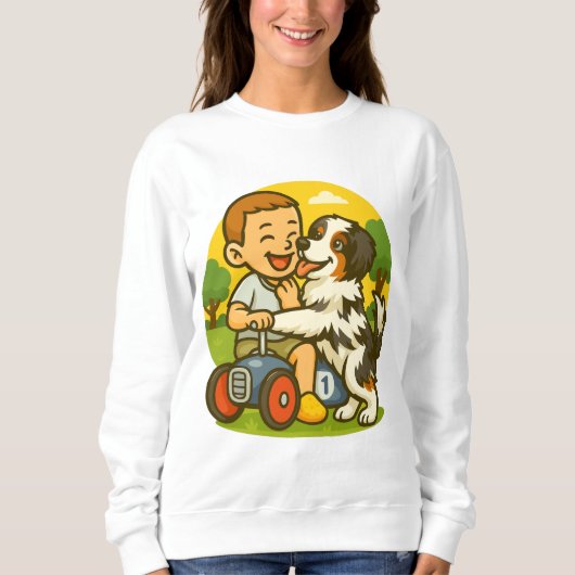Sweatshirt Cute Puppy and Kid Playtime (Devant)