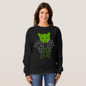 Sweatshirt Cute Quadruple Tête De Chat Sur Lime Blanc Sauvage (Devant entier)