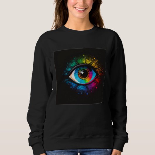 Sweatshirt Cute Rainbow Eye Illustration Colorful Tears Uniqu (Devant)