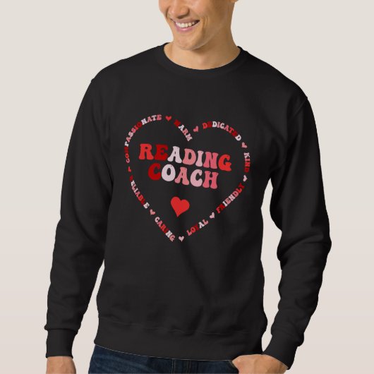 Sweatshirt Cute Reading Coach Valentines Day Heart (Devant)