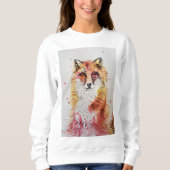 Sweatshirt Cute Red Fox Whimsical Watercolor femmes (Devant)