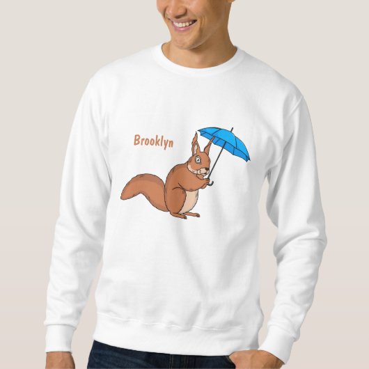 Sweatshirt Cute red squirrel with umbrella cartoon (Devant)