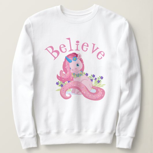 Sweatshirt Cute Rose Unicorn Croire (Design devant)